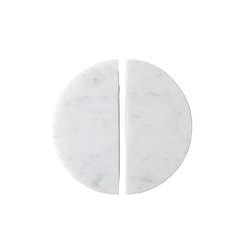 Halo Marble Cabinet Handle Set in Carrara — matched pair