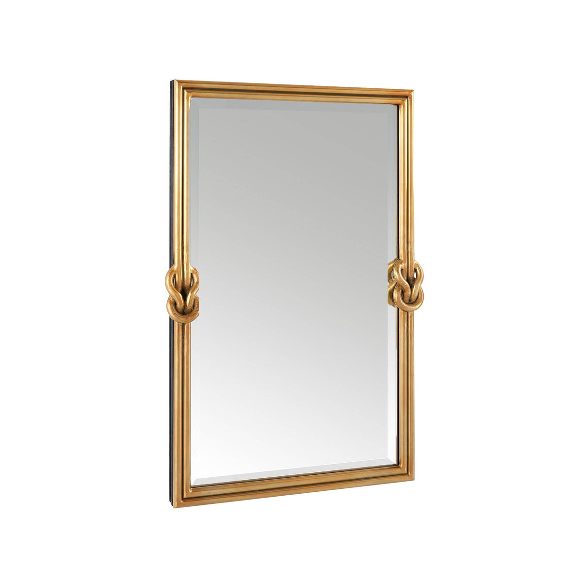 Harbor rectangular mirror with antique brass frame and sculpted knot details
