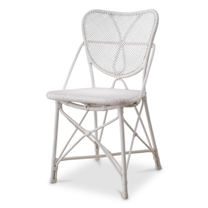 Havana Dining Chair in Matte White Rattan