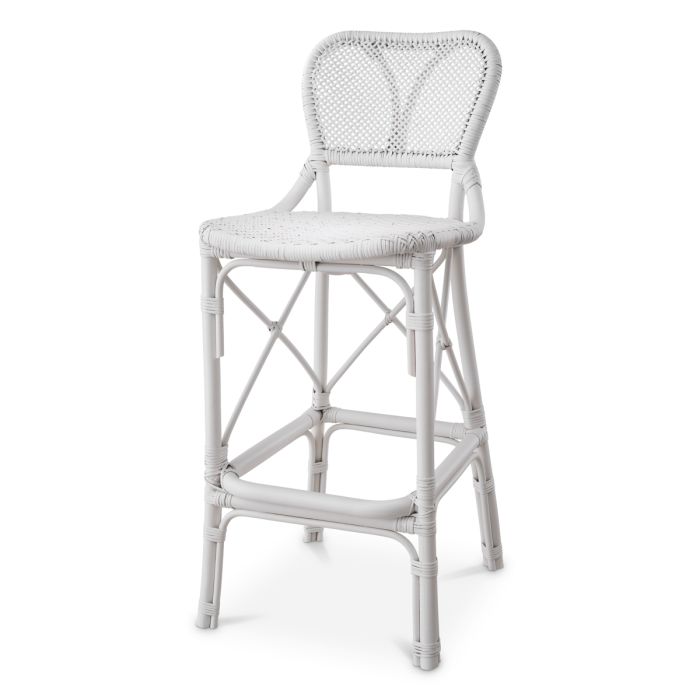 Havana Bar Stool in Matte White Rattan