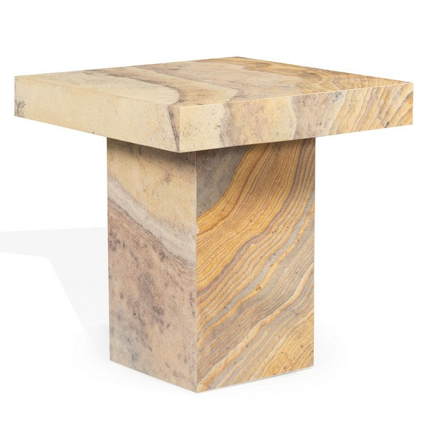 Jocelina Square Marble Accent Table, Brown