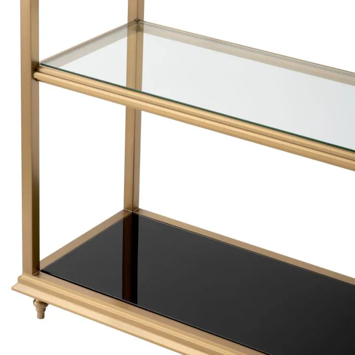 Kensington Brass & Glass Étagere shelf detail
