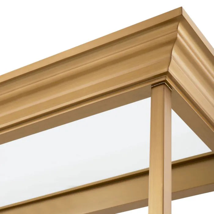 Kensington Brass & Glass Étagere cornice detail