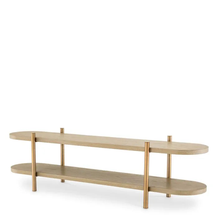 Larkspur Washed Oak & Brass Console Shelf