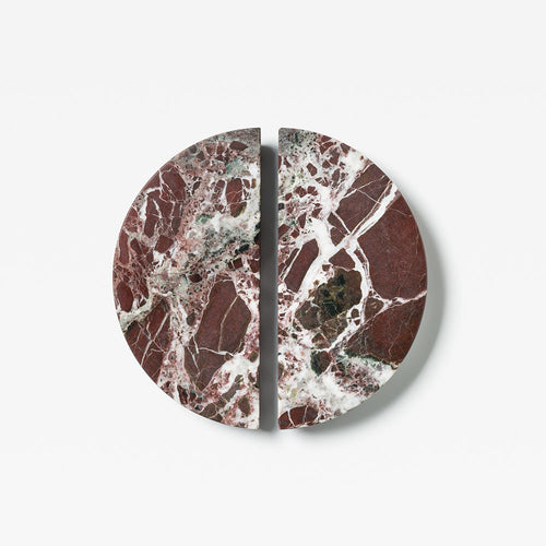 Halo Marble Cabinet Handle Set in Rosso — matched pair