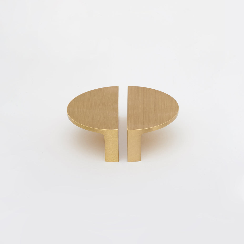 Crescent Brass Cabinet Pull in Polished Brass — half-moon solid brass pull