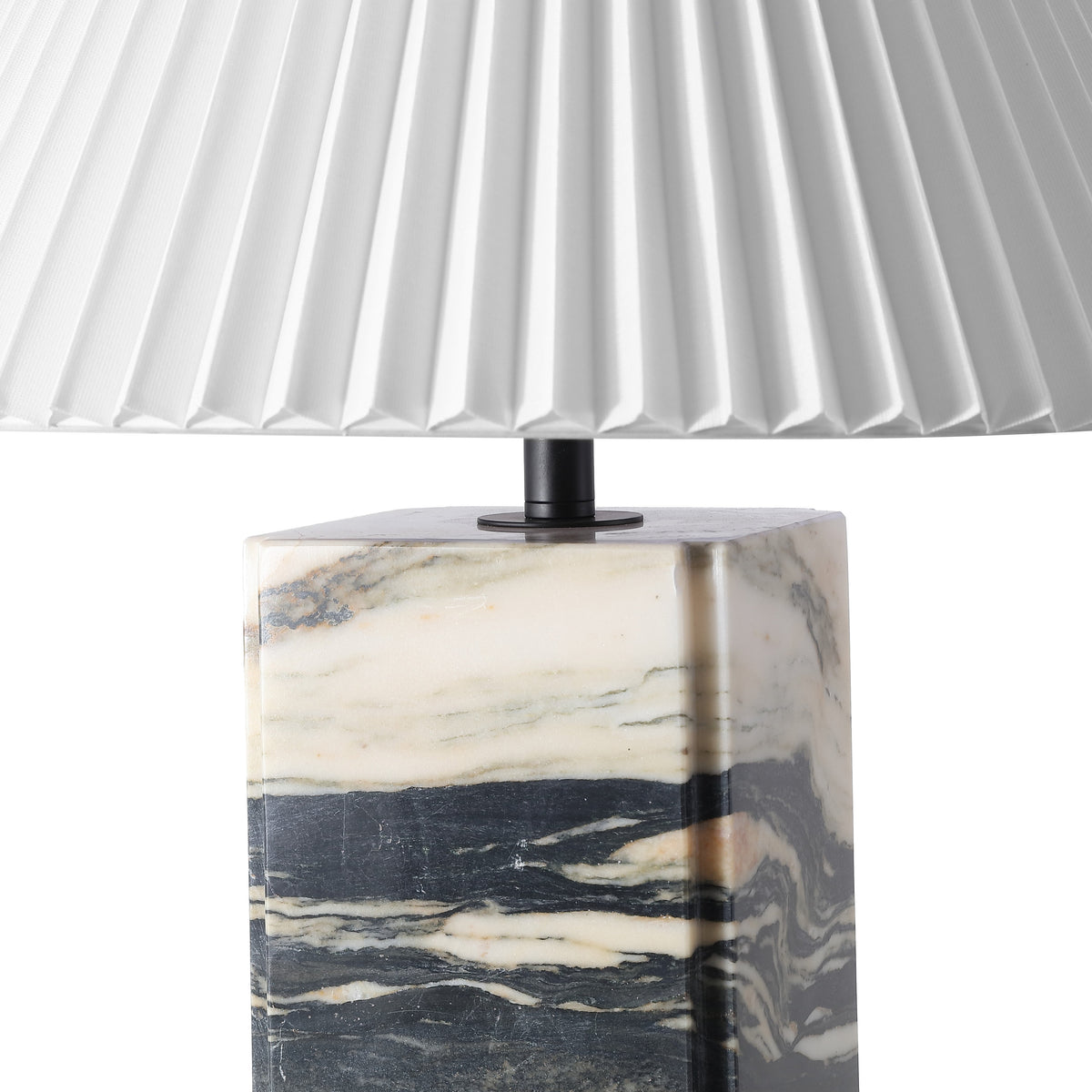 Villefranche Square Marble Table Lamp, Black