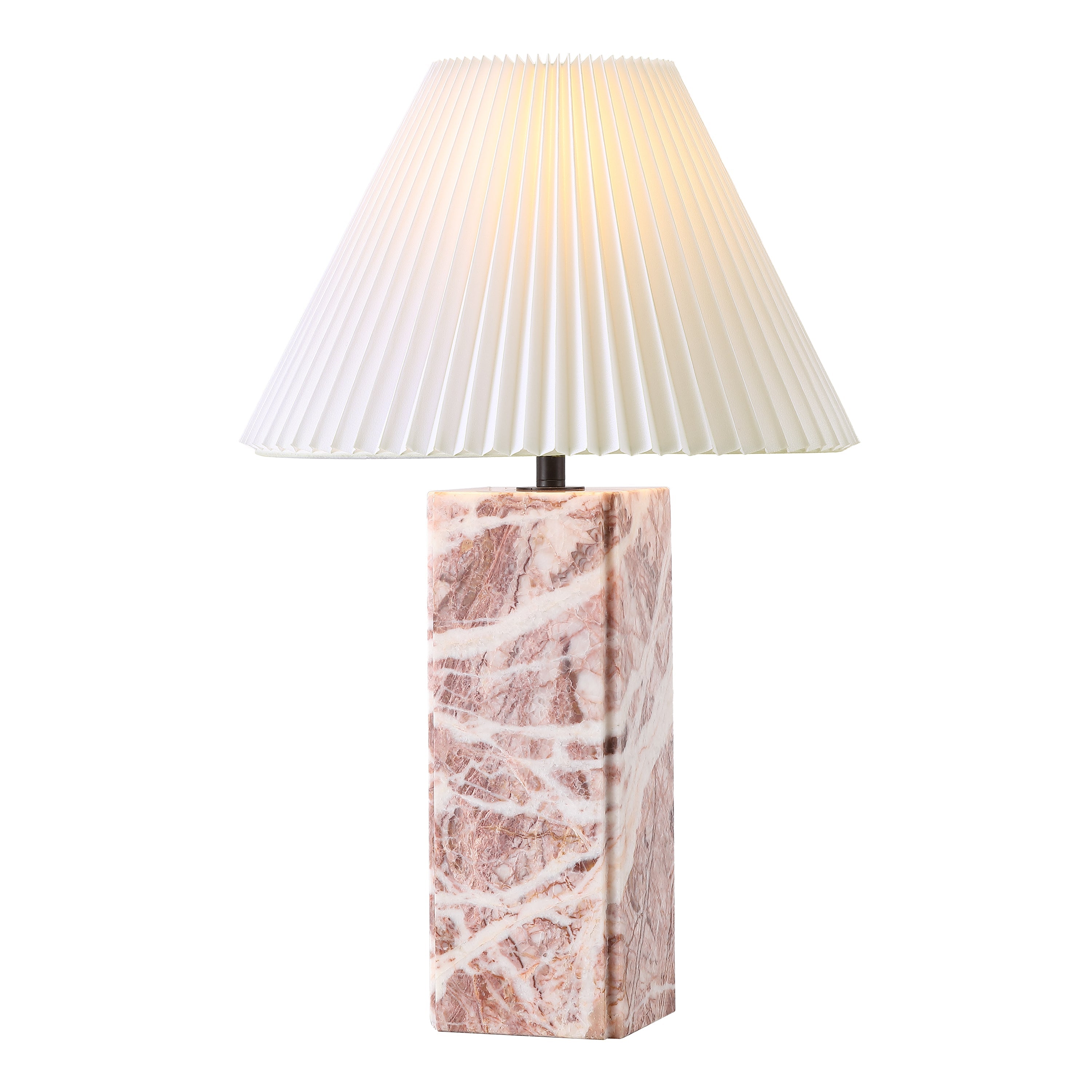 Mackenzie Square Marble Table Lamp, Tan