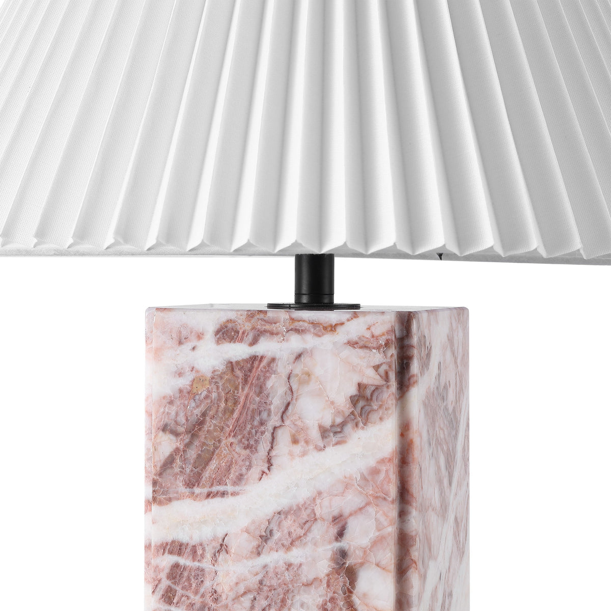 Villefranche Square Marble Table Lamp, Tan