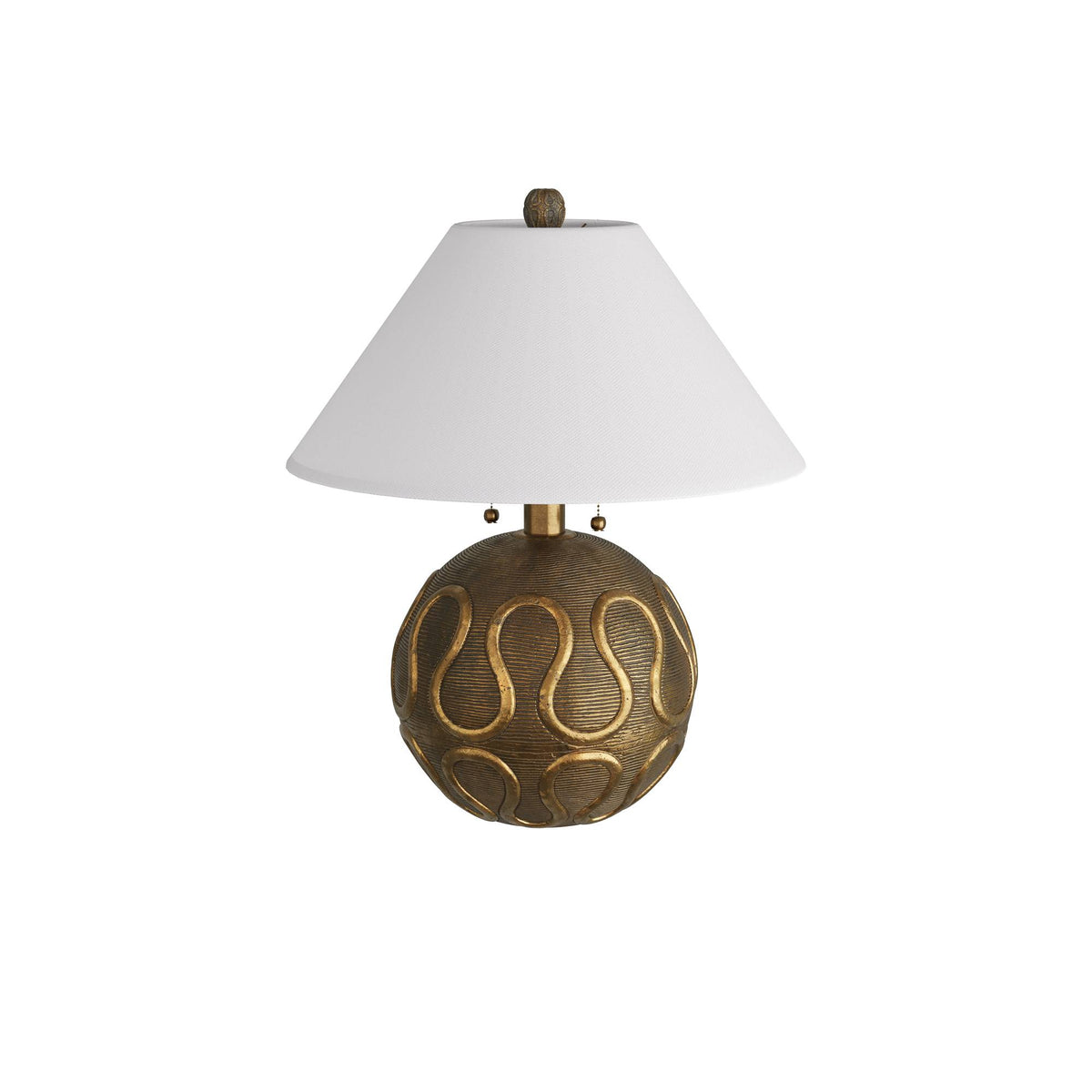 Meander vintage brass globe table lamp, additional view