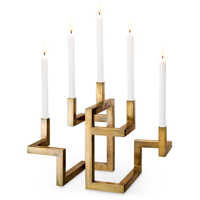 Meridian Brass Candelabra - front view lit