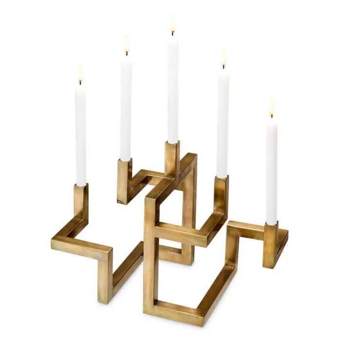 Meridian Brass Candelabra - geometric detail
