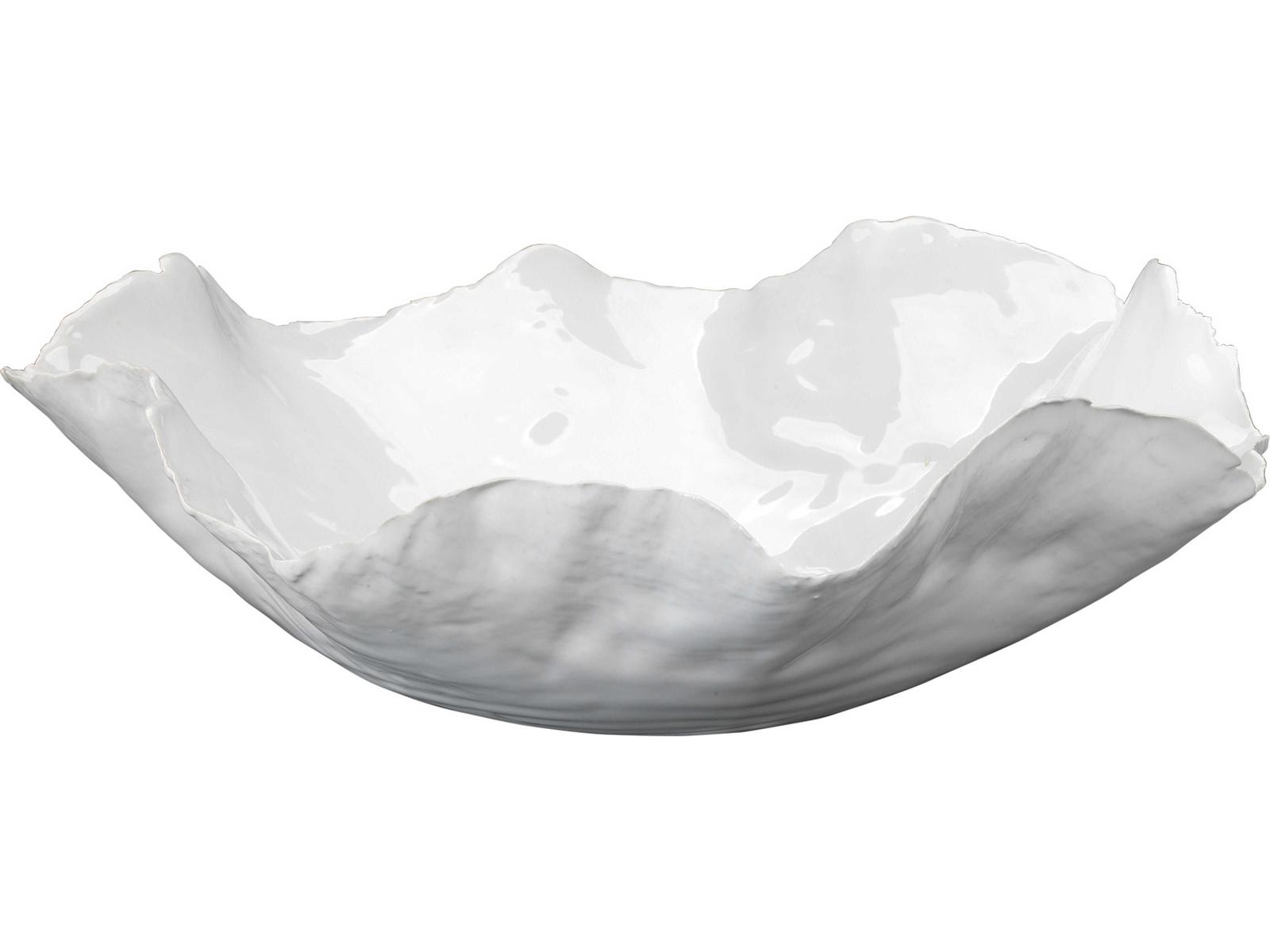 Peony Ceramic Decorative Bowl - White, Jamie Young, organic petal-edge ceramic bowl
