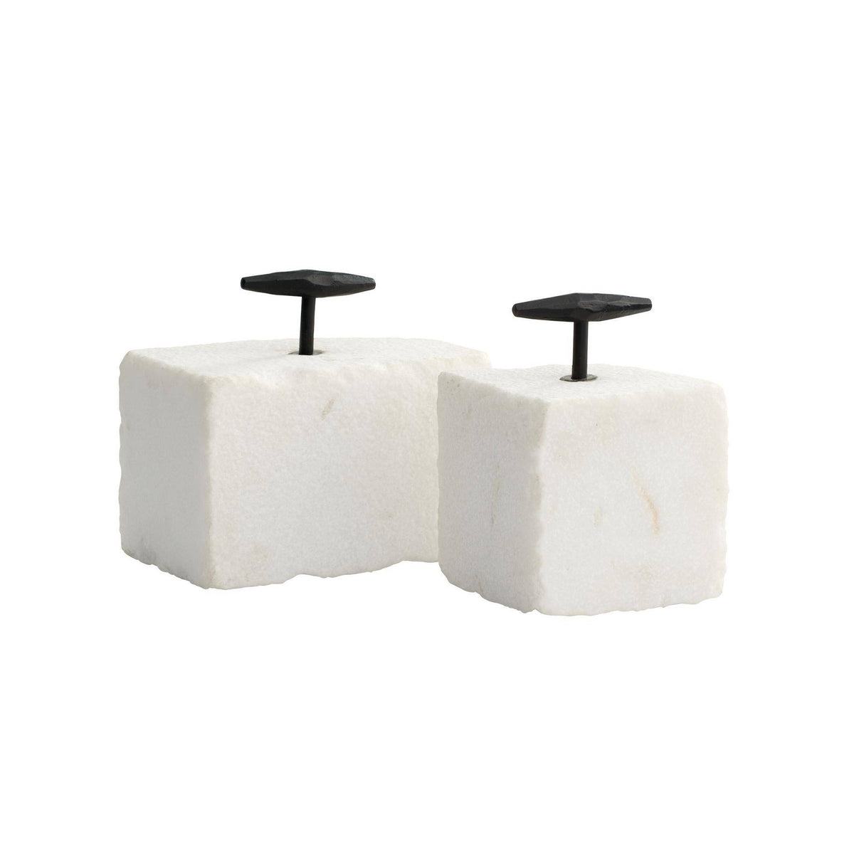 Quarry white marble bookends, additional view