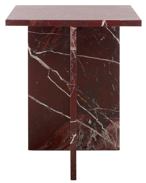 Rachel Blindauer Adriano 2-Leg Marble Accent Table, Dark Red