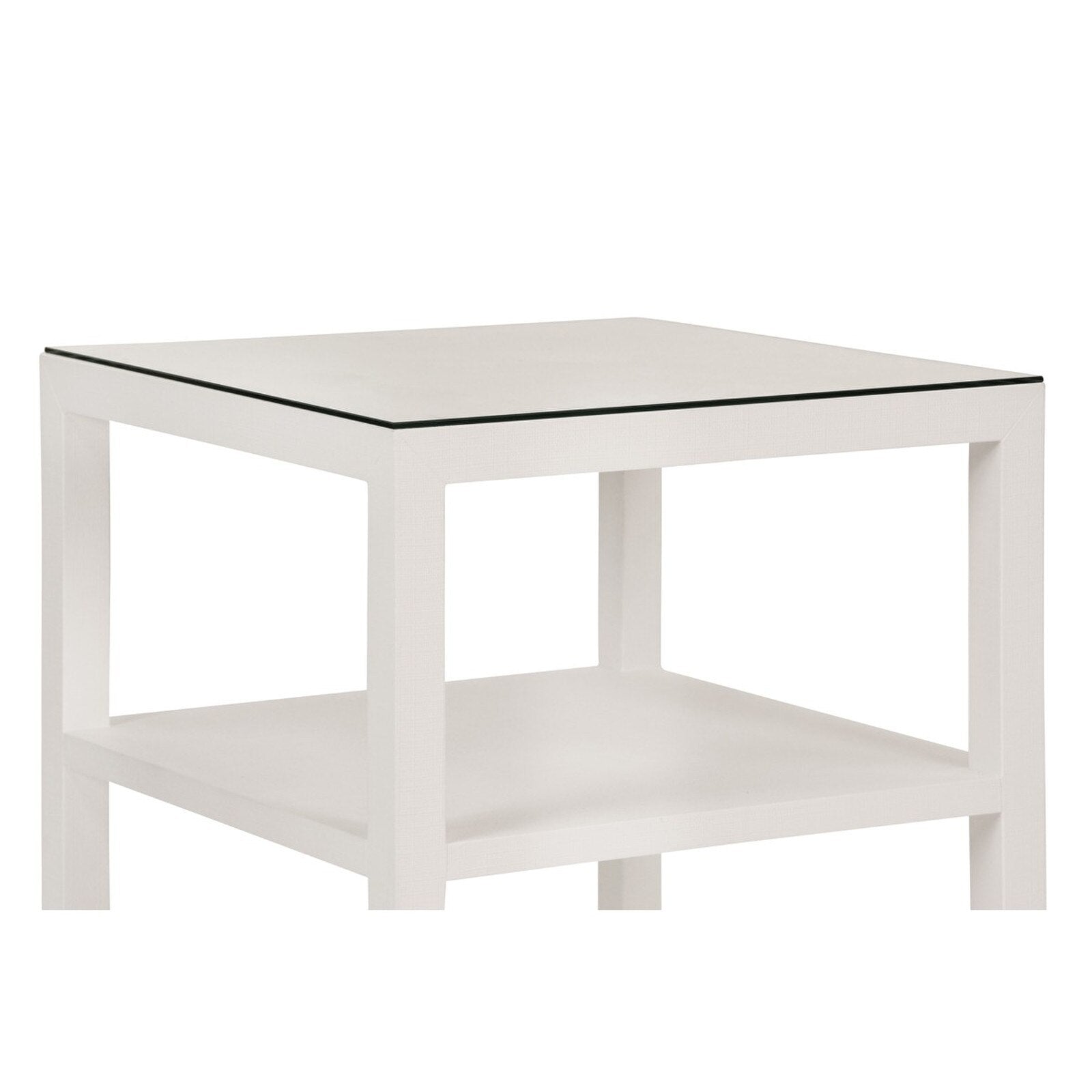 Rachel Blindauer Amie 3-Tier Linen Side Table with Glass Top