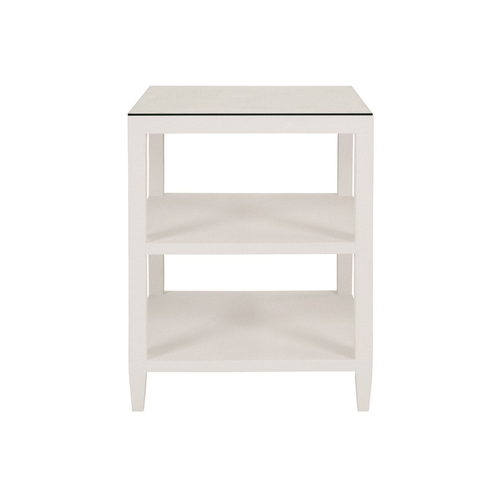 Rachel Blindauer Amie 3-Tier Linen Side Table with Glass Top