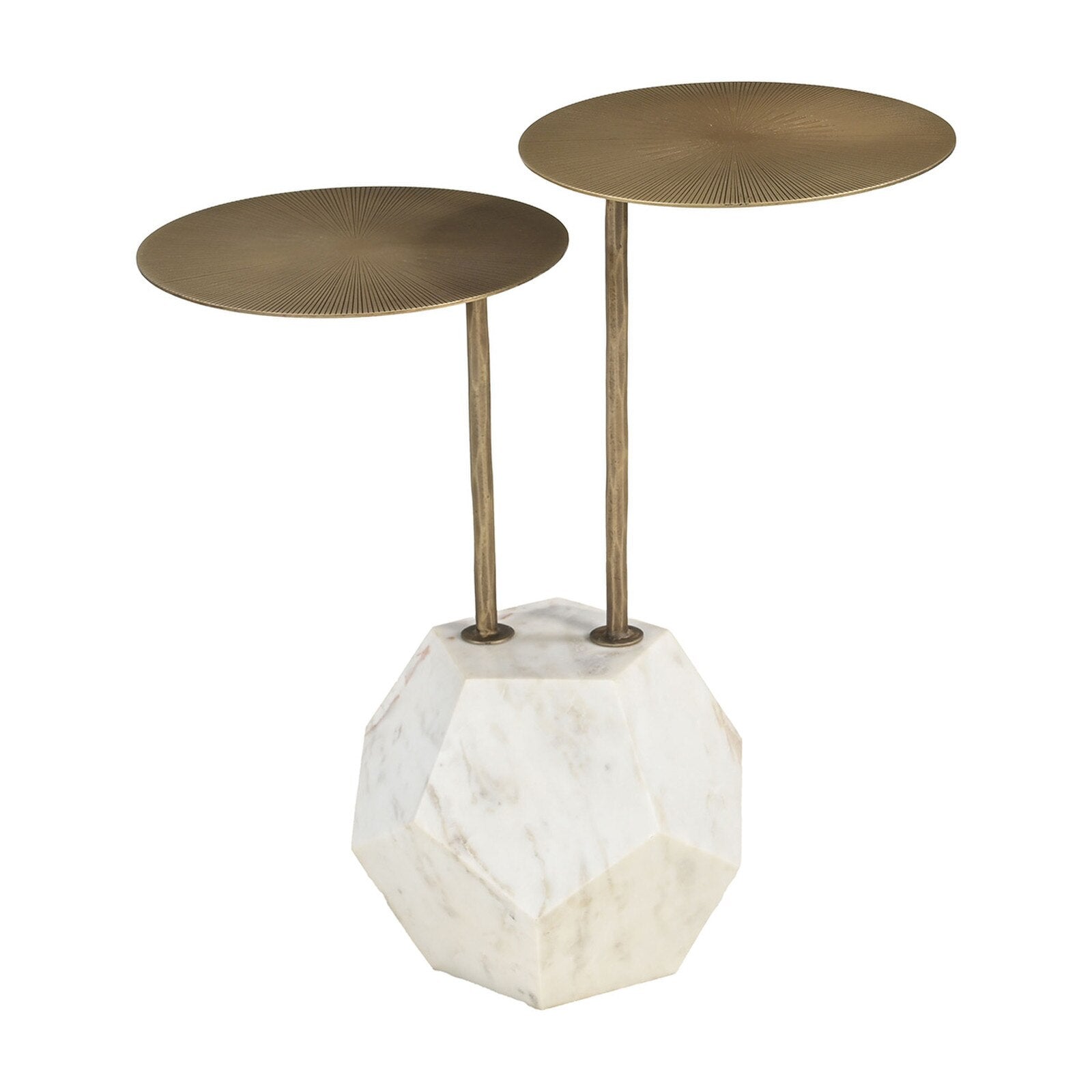 Anten Plated Iron Side Table in white with brass accents