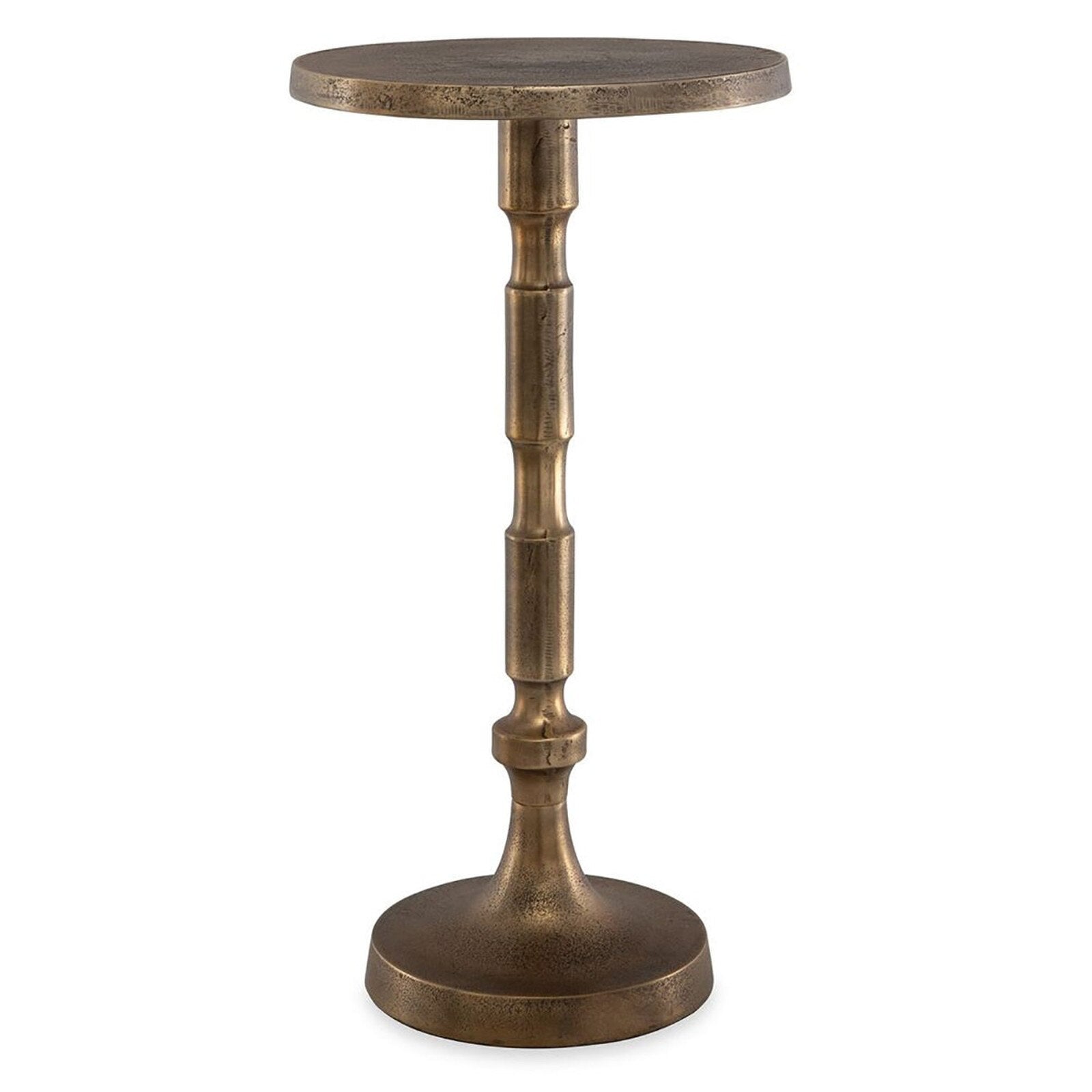Rachel Blindauer Cast Aluminum Drink Table, Antique Brass