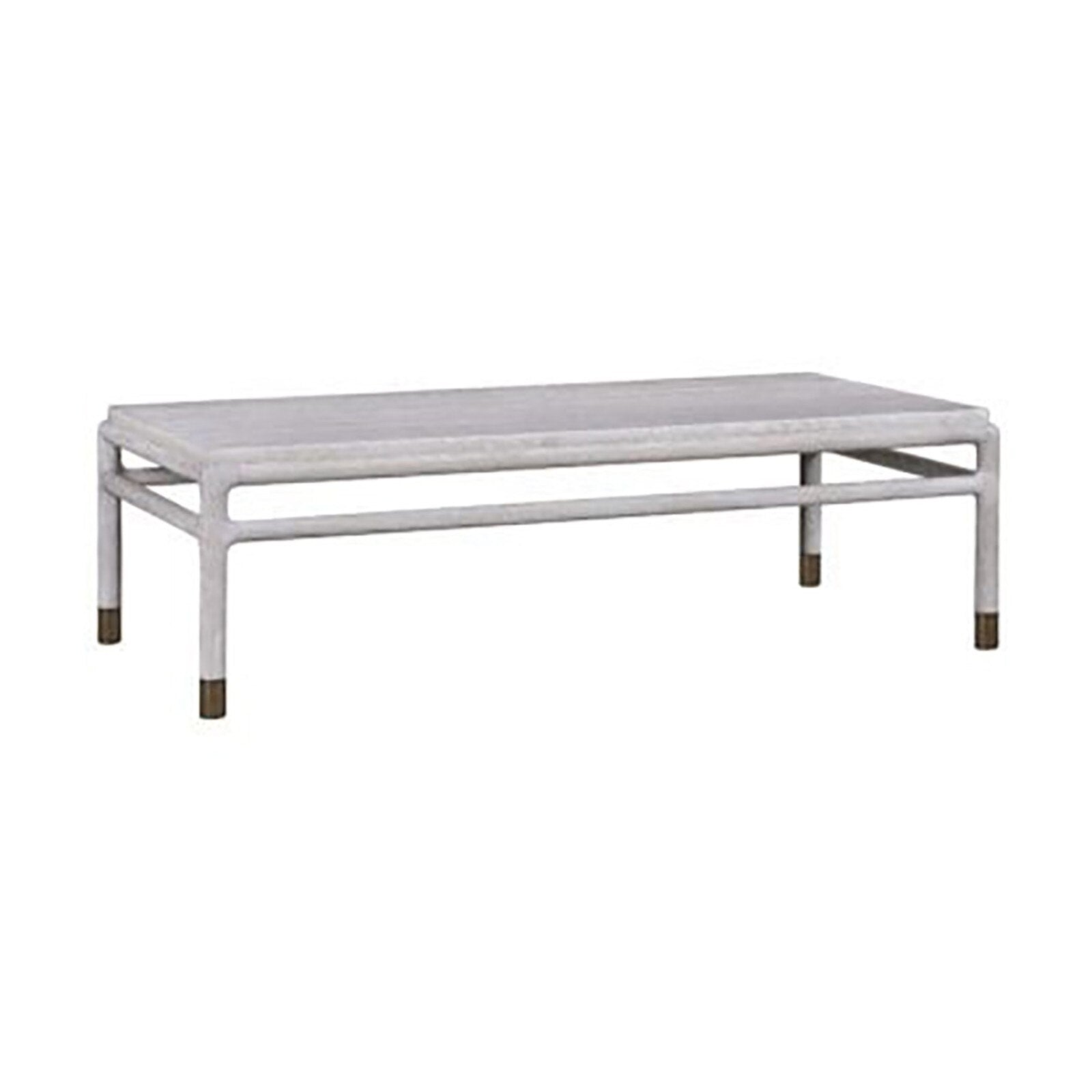 Cedar Key rectangular coffee table with brass ferrule base