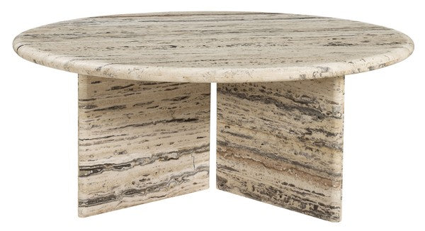 Rachel Blindauer Feliciandra Round Travertine Coffee Table