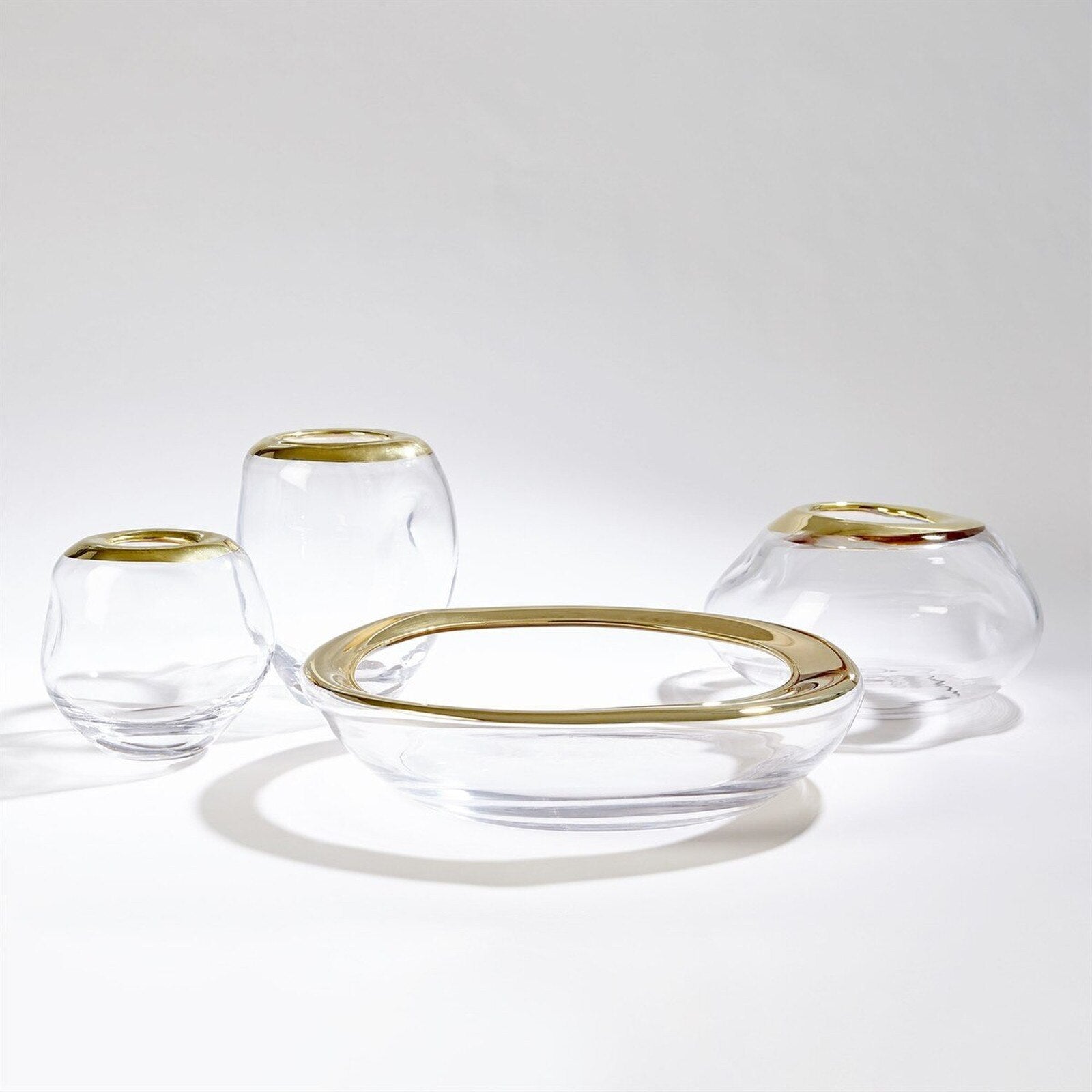 Harper Organic Formed Bowl, Gold Rim