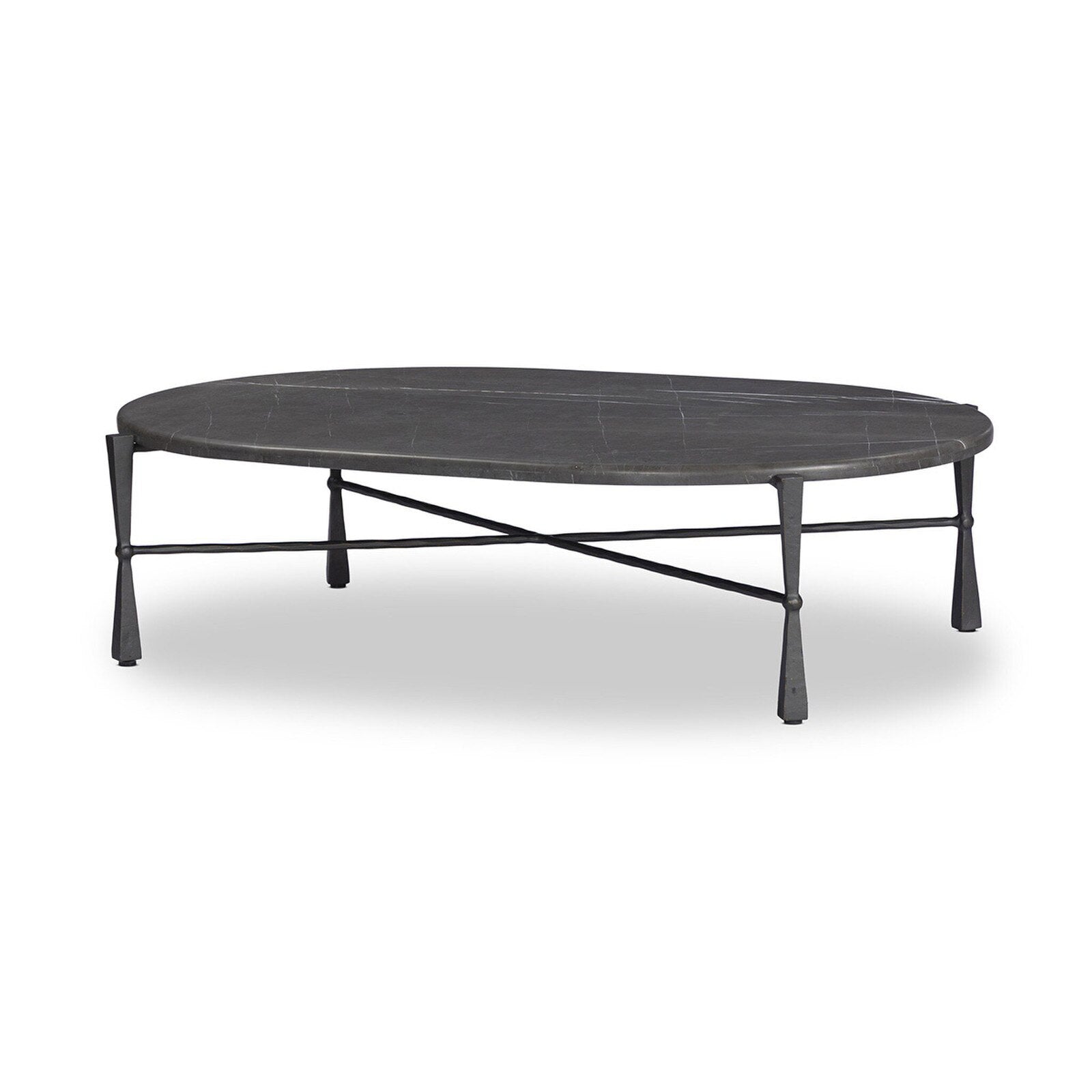 Rayna Coffee Table with gray Italian marble top and bronze base