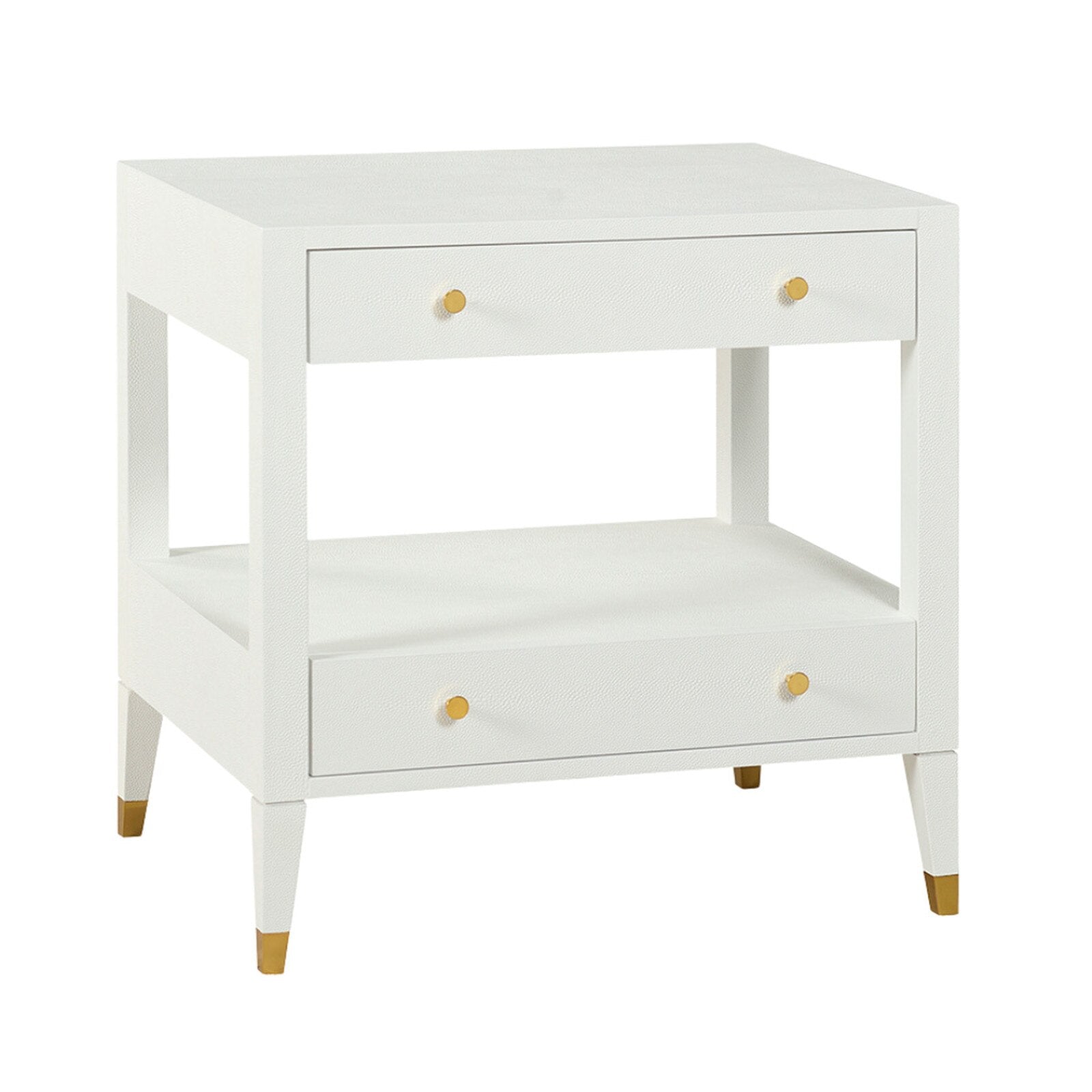Rachel Blindauer Stanley Side Table with brass hardware and shagreen finish