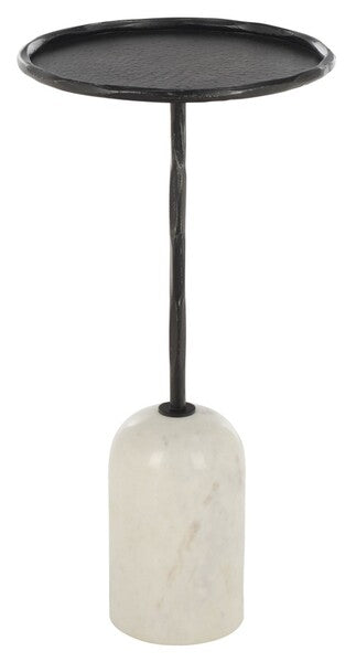 Rachel Blindauer Tanyarose Metal and Marble Drink Table, Black/White