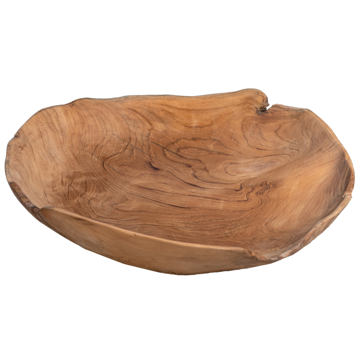 Root Teak Wood Bowl, Dovetail Furniture, natural live-edge teak root bowl