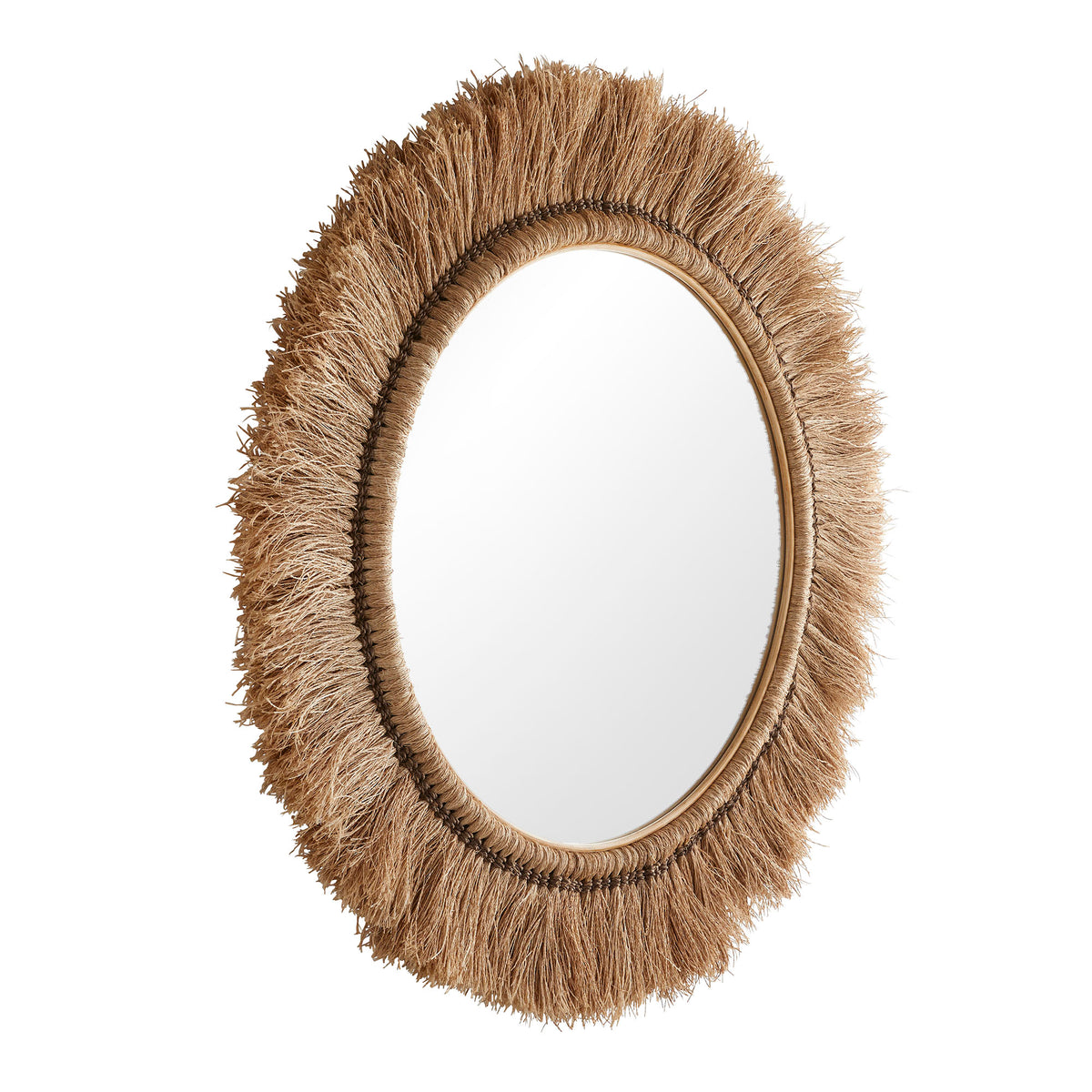 Saffi abaca fringe round mirror, additional view