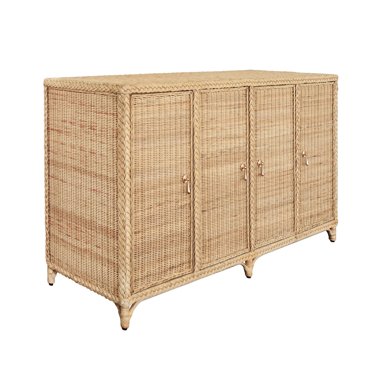 Saybrook Braided Rattan Sideboard, angled view