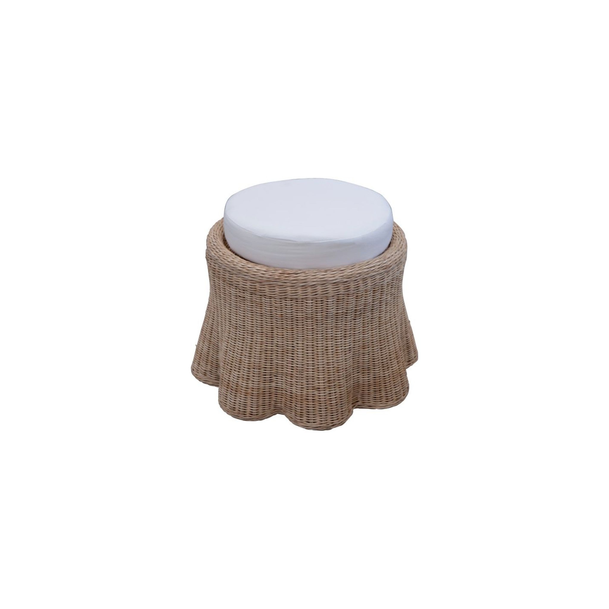Hamptons Wicker Scallop Stool in mid grey — Rachel Blindauer
