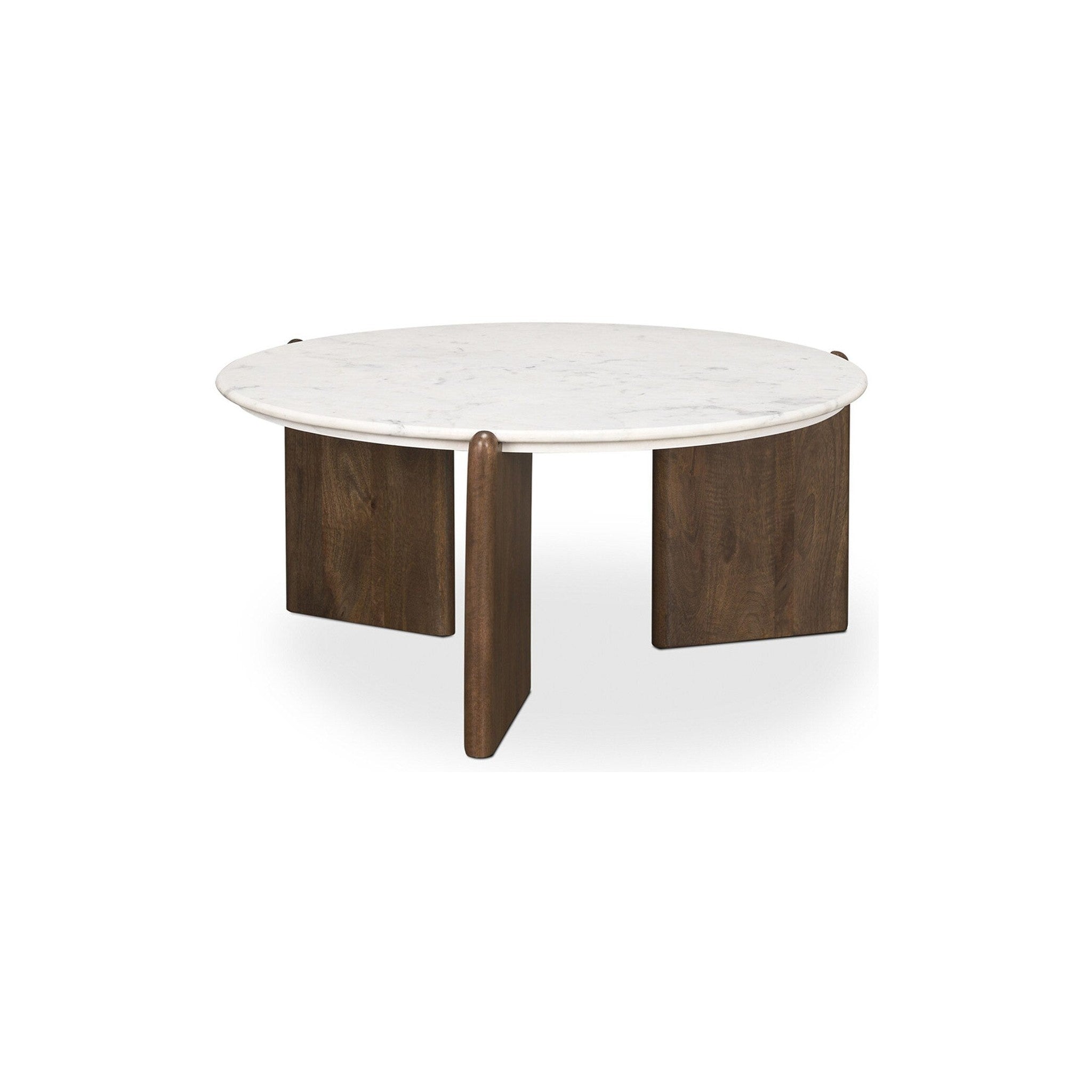 Rumer Dark Brown Wood Coffee Table with White Marble — Rachel Blindauer