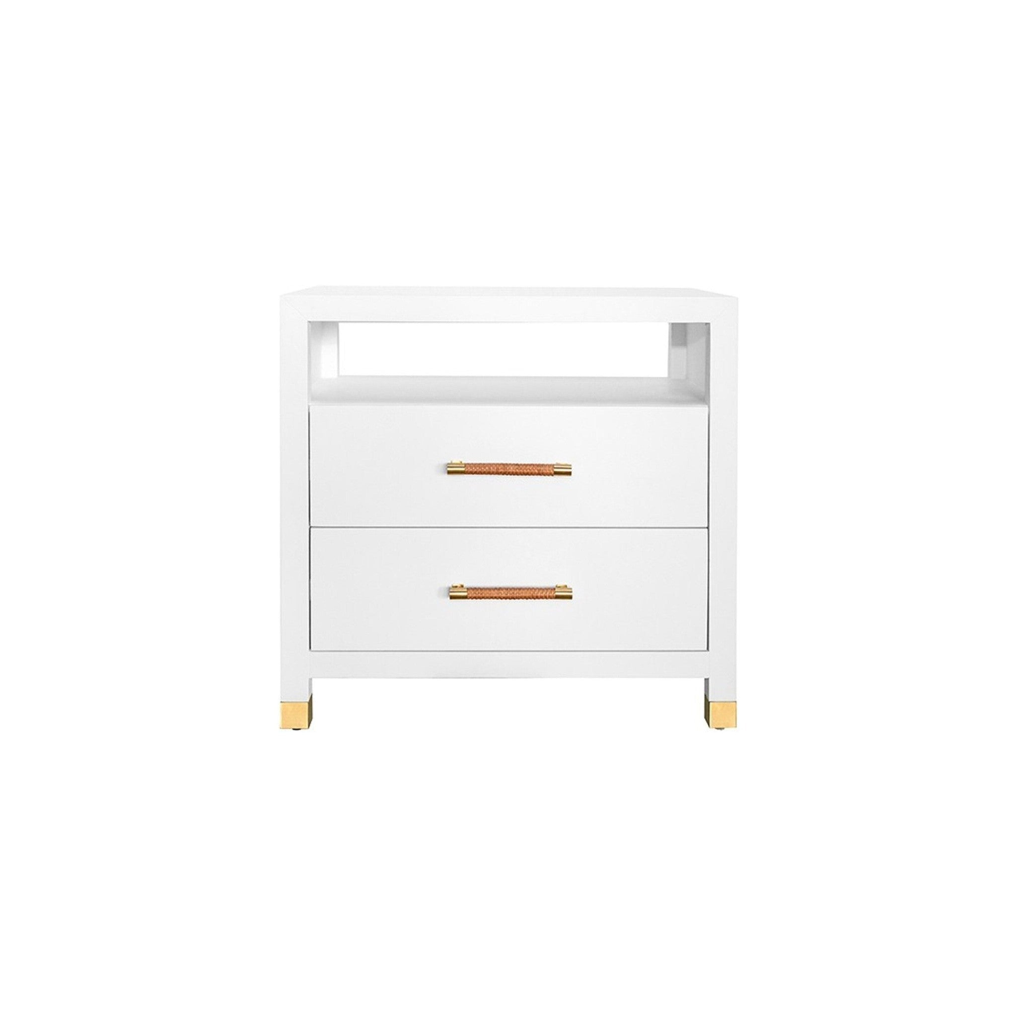 Hancock 2-Drawer Lacquer Side Table in white — Rachel Blindauer