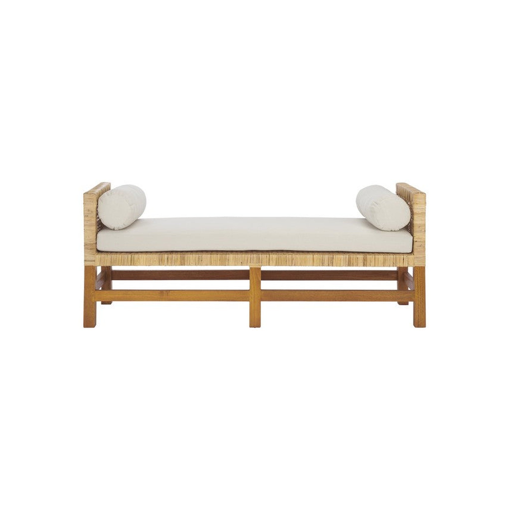Cryslene Teakwood Bench, Natural/White