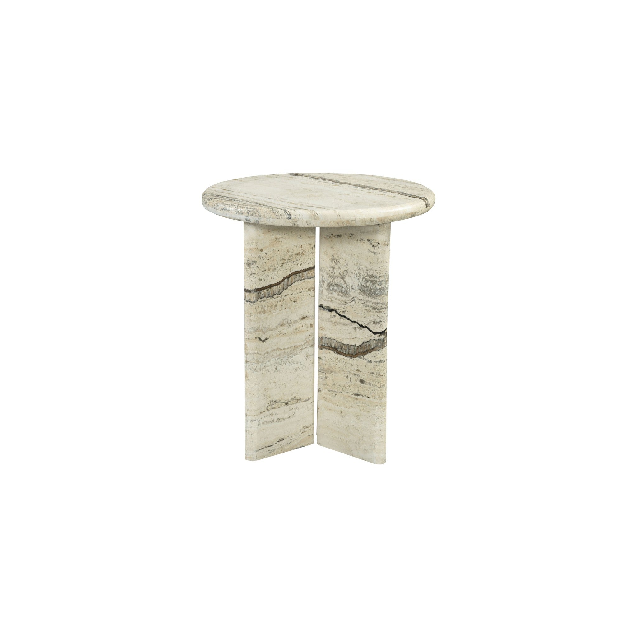 Feliciandra Travertine Accent Table in cream — Rachel Blindauer