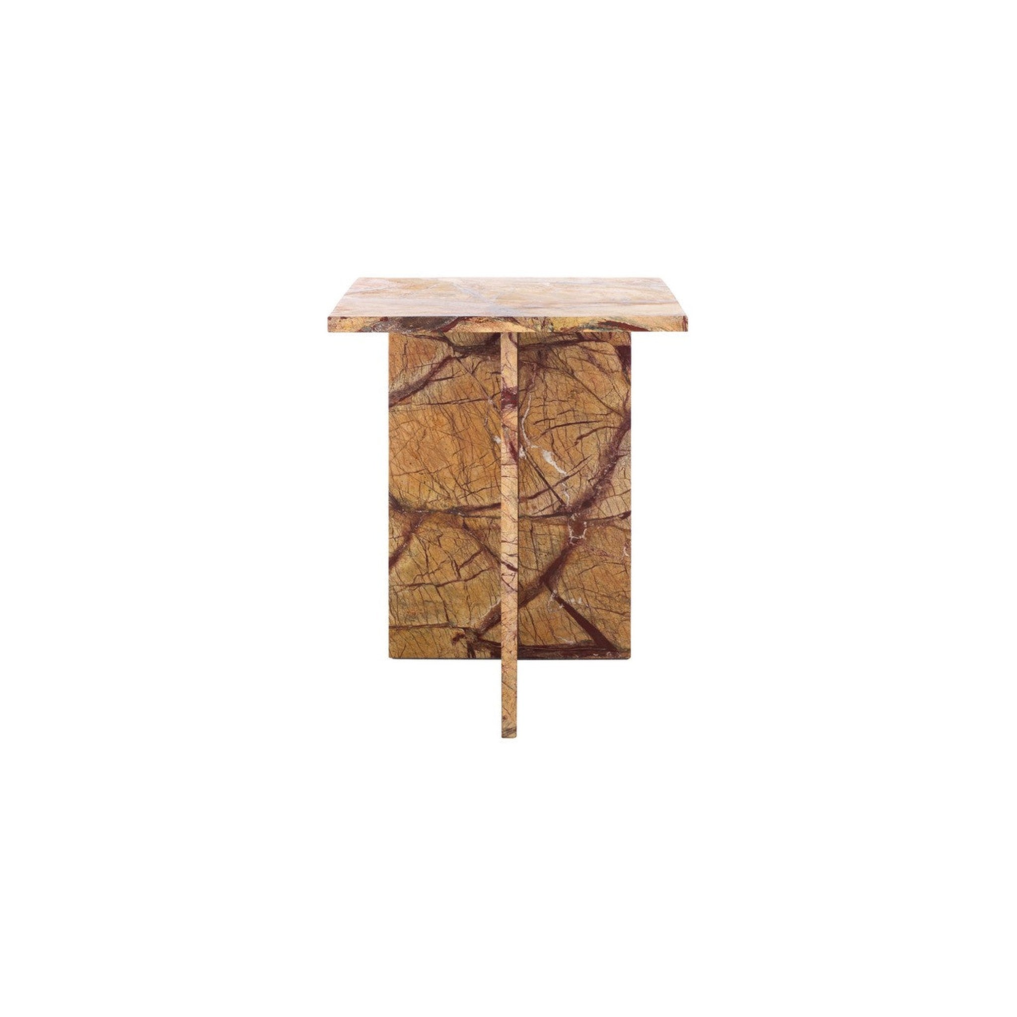 Adriano 2-Leg Marble Accent Table, Beige/Brown — Rachel Blindauer