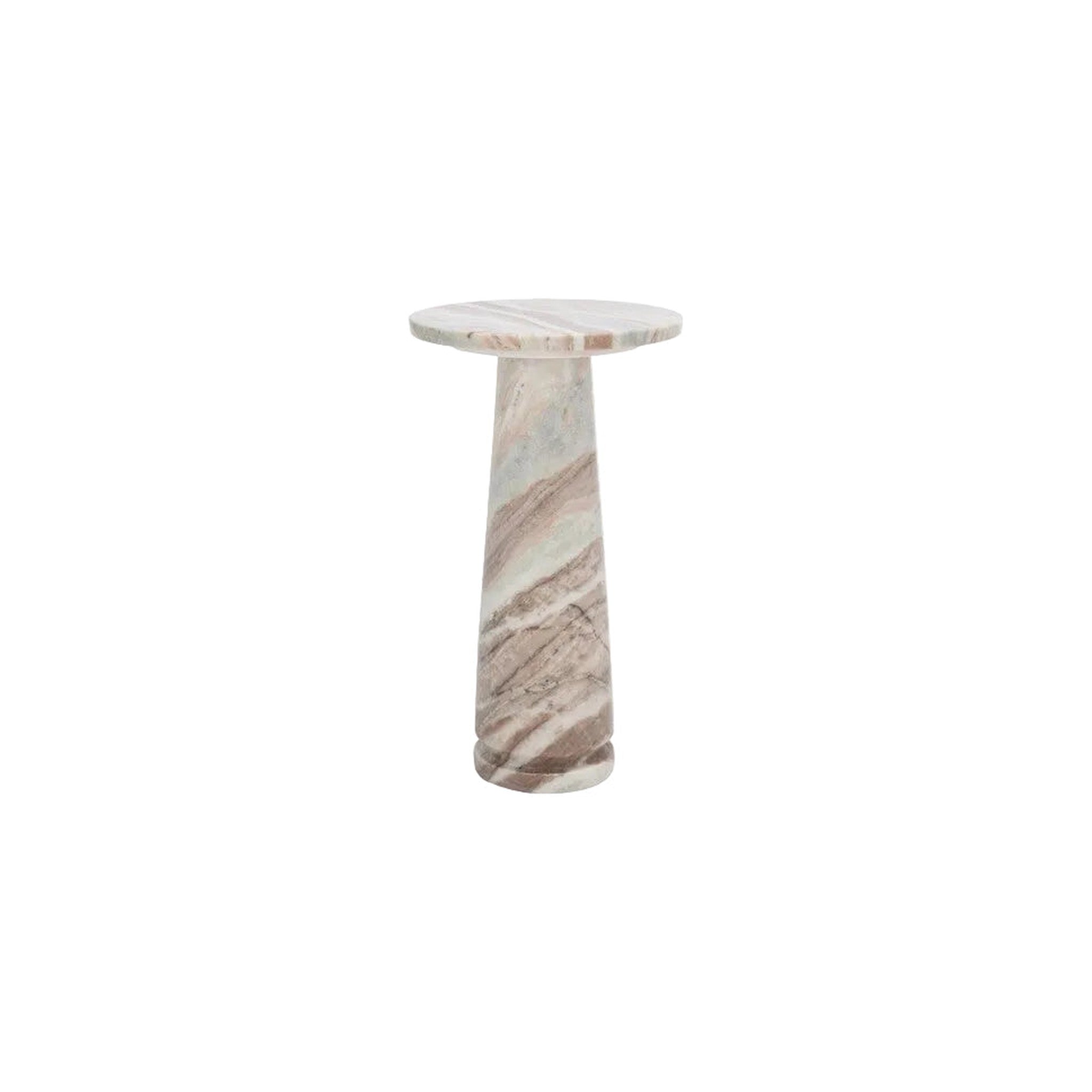 Valentia Round Marble Accent Table, White/Brown — Rachel Blindauer