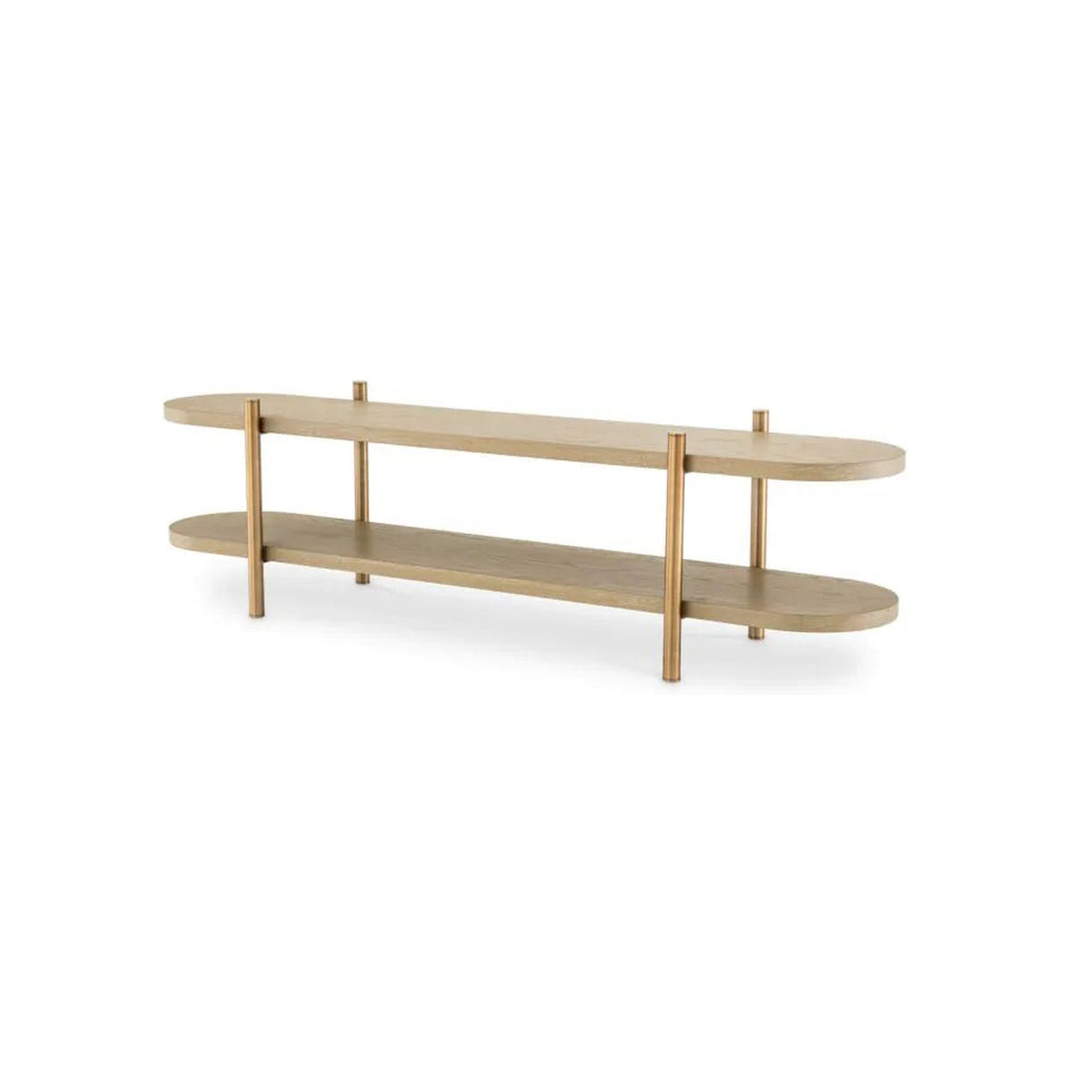 Larkspur Washed Oak & Brass Console Shelf — Rachel Blindauer