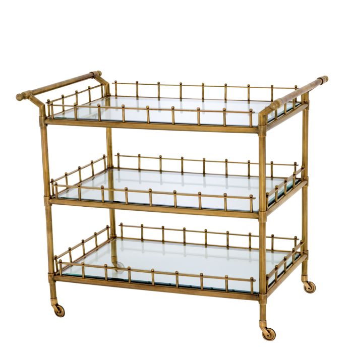 Corfu Brass & Glass Bar Cart