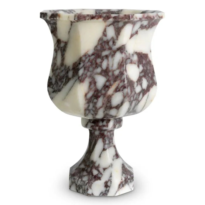 Siena Marble Urn Vase - angle view veining detail