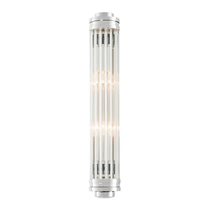 Fluted glass wall sconce in polished nickel, S size, alternate view