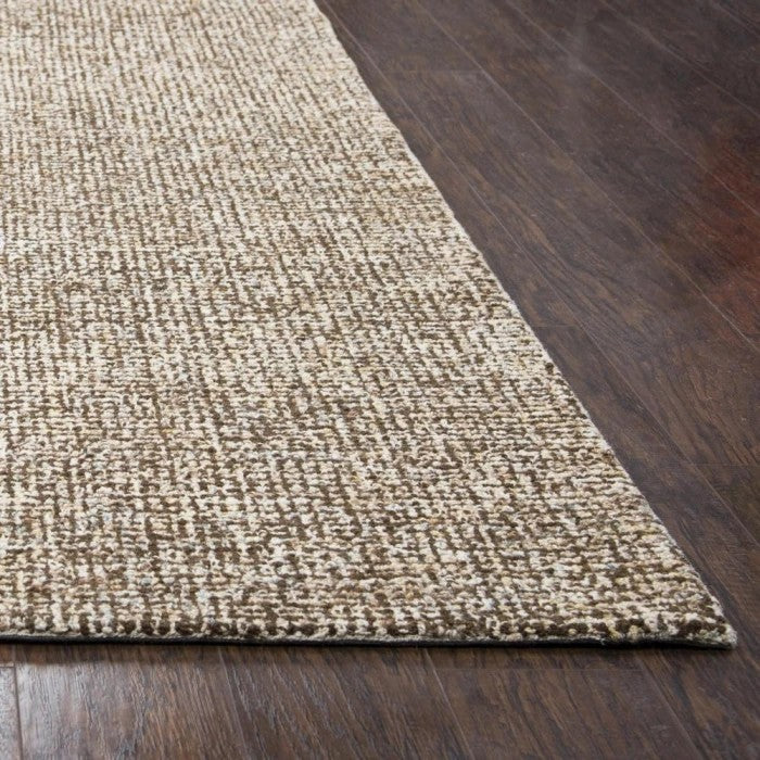 Sonoma Hand-Tufted Wool Rug - Brown & Ivory - corner angle view showing texture and border