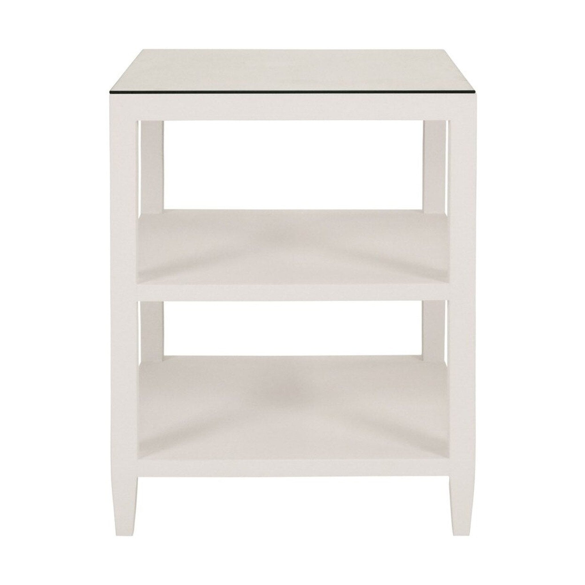 Amie 3-Tier Linen Side Table with Glass Top