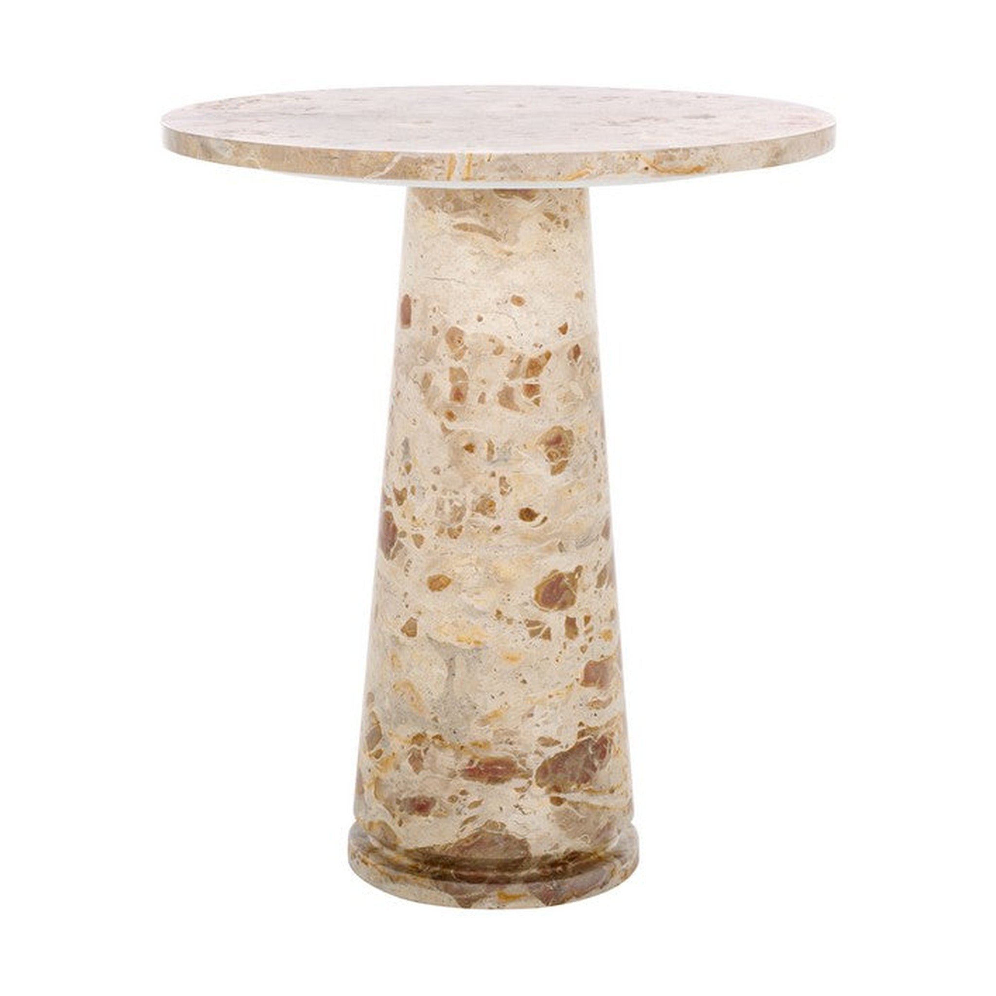 Valentia Tall Round Marble Accent Table, Beige