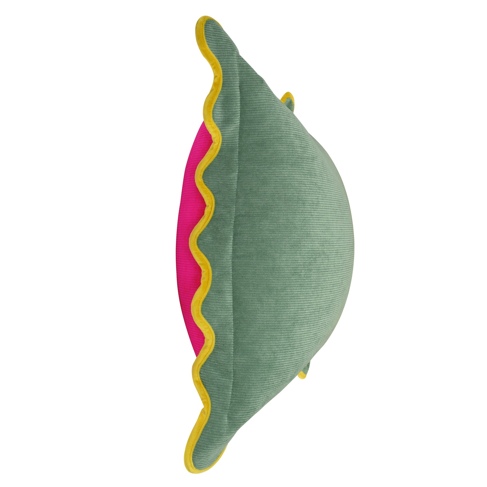 Sage Corduroy Scalloped Pillow styled