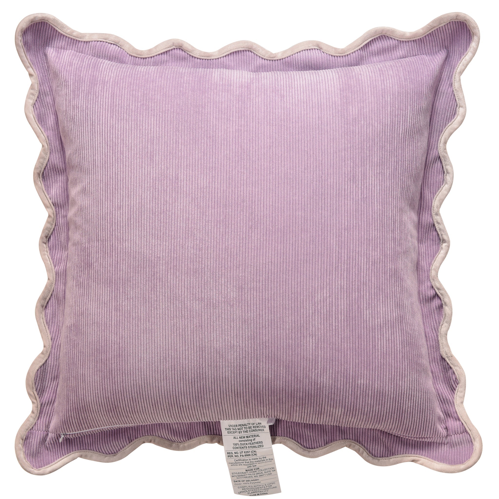 Celadon Corduroy Scalloped Pillow detail