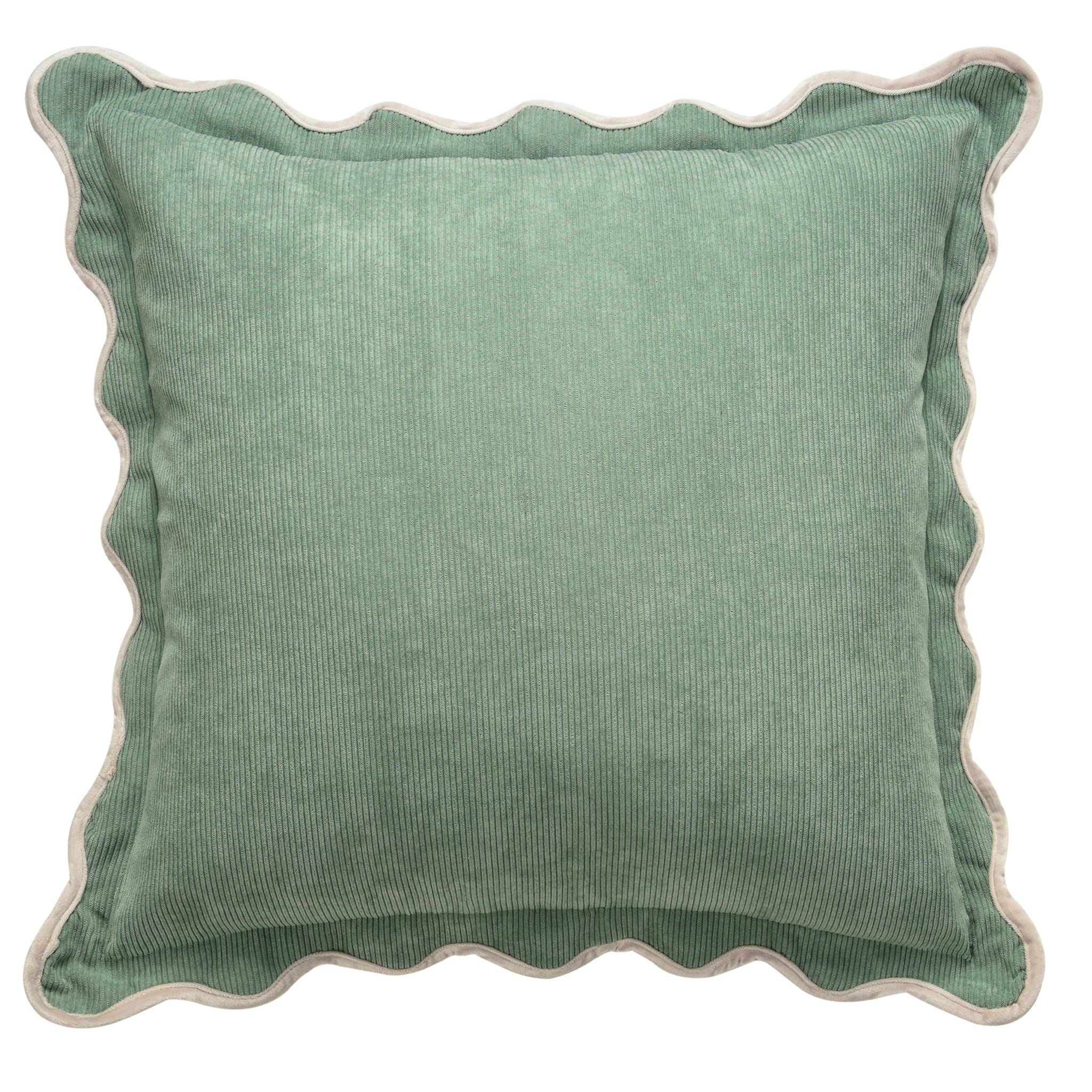 Celadon Corduroy Scalloped Pillow