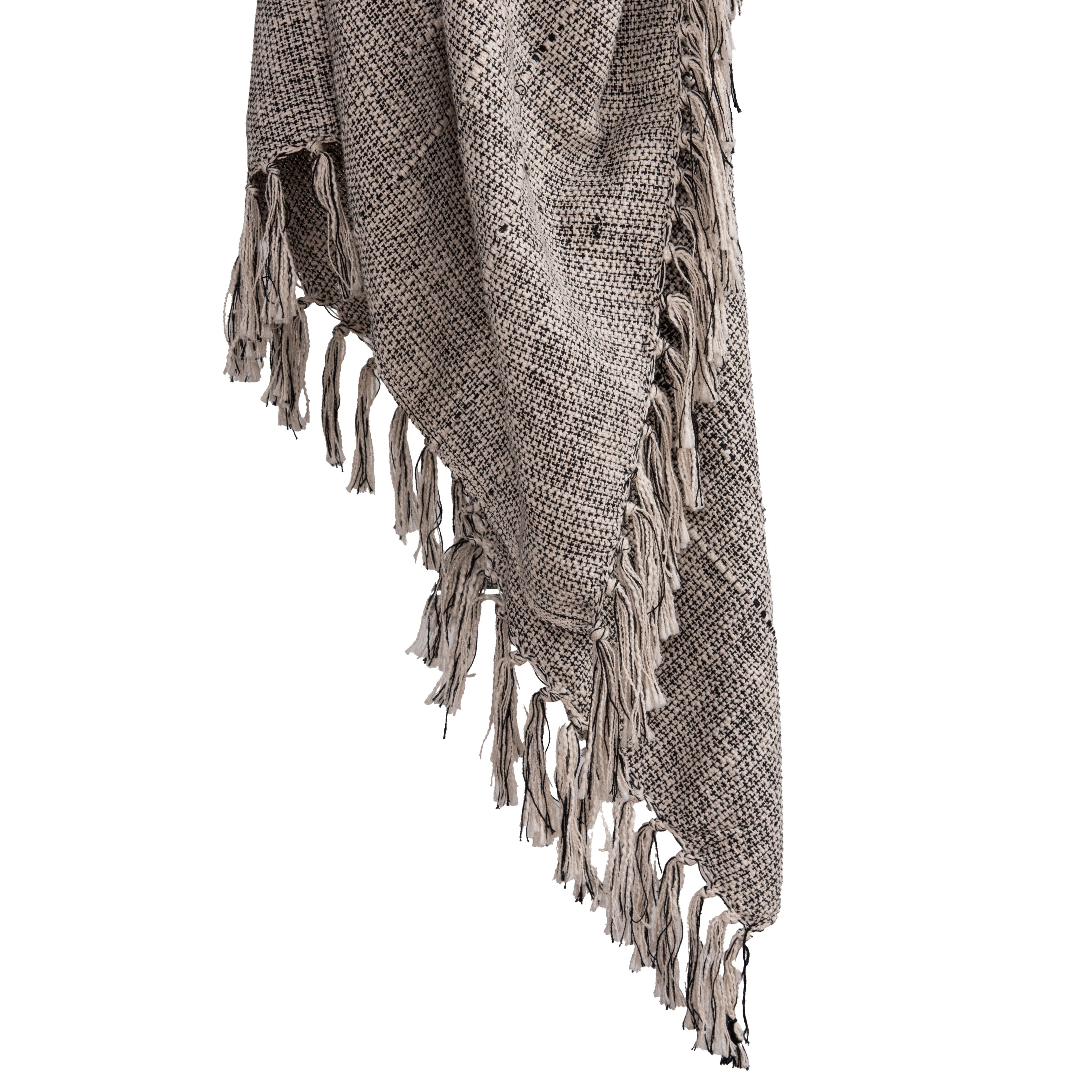 Hand-Loomed Cotton Throw — Black & Natural